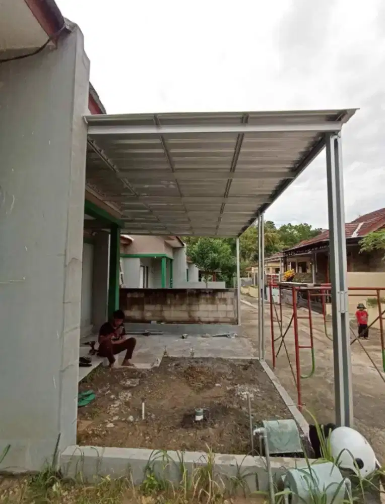 Melayani pemasangan kanopi baja ringan galvalum pasir terpasang
