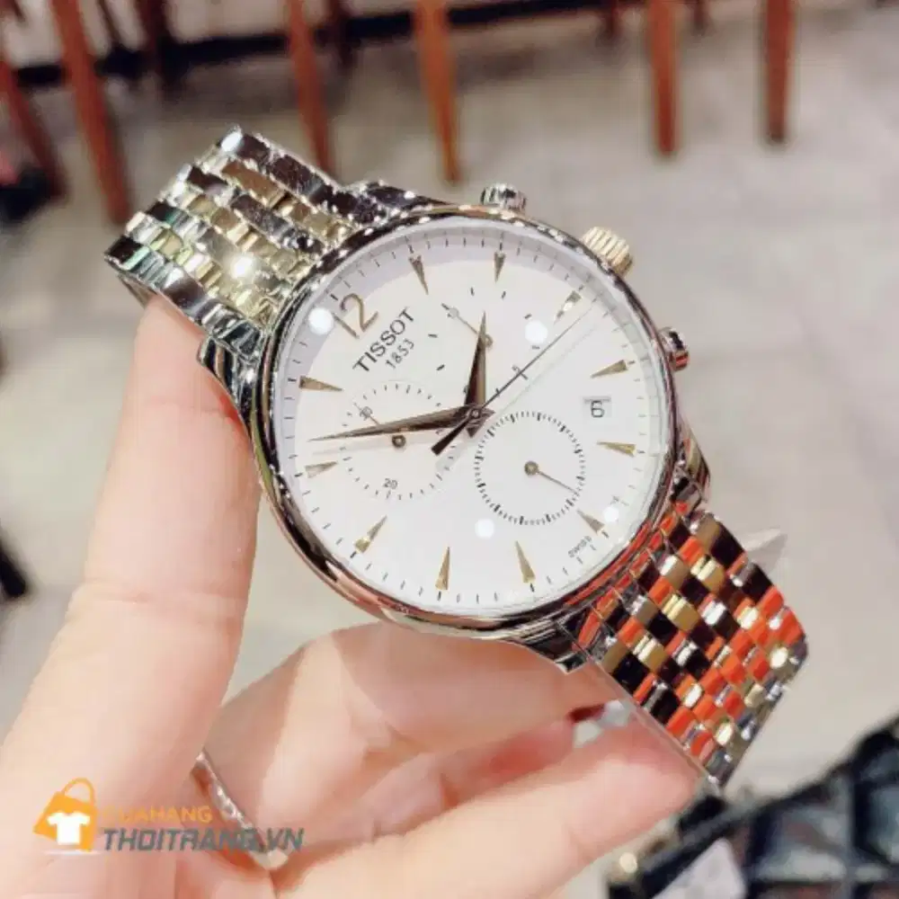 Tissot T-Classic Tradition Chronograph White dial two-tone Lengkap