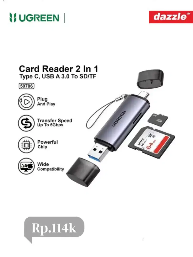 Ugreen card reader usb-C dan USB-A