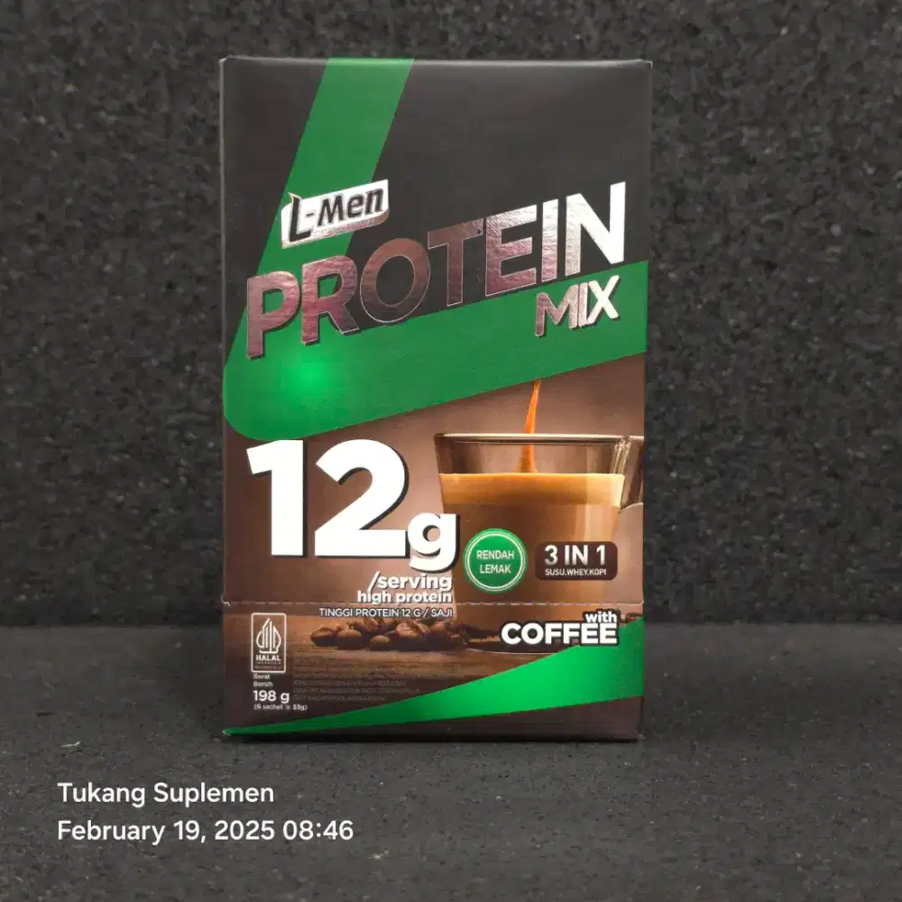 Suplemen Fitness L-Men Proteinmix 3in1 Isi 6 Sachet Kopi Whey Susu