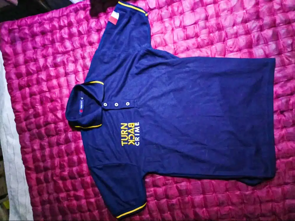 Kaos kerah polisi Turn Back Crime bahan polo bordir xl