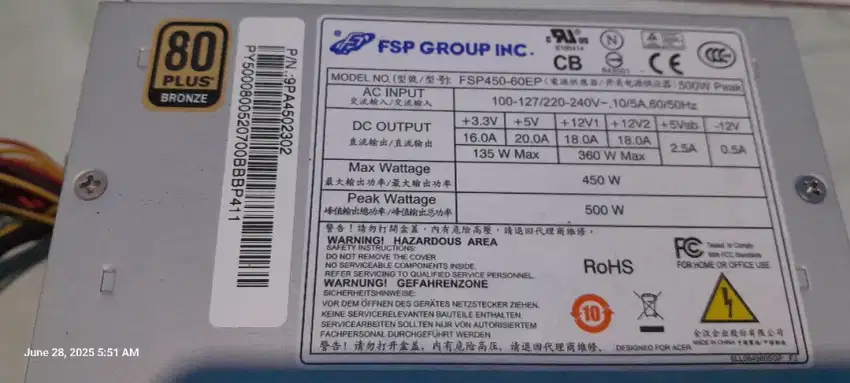 Power supply FSP pure 500w 6+8pin