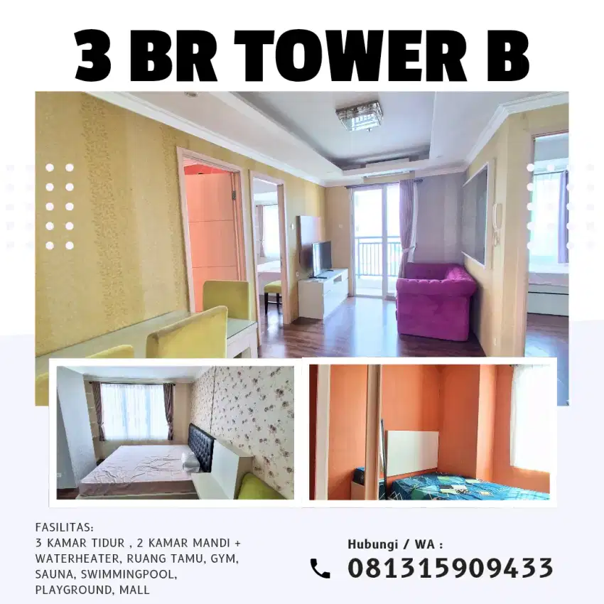 Sewakan Unit Bagus 3BR Atas Mall Apartemen Bassura City Tower B