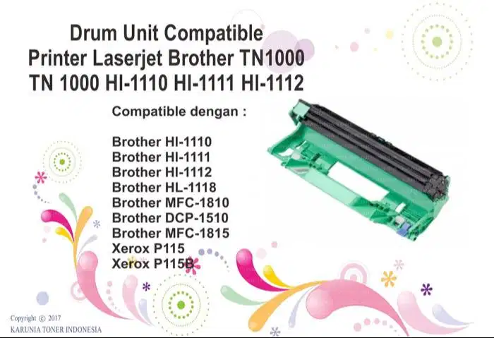 Drum Unit Compatible Printer Brother TN1000 TN 1000 Xerox P115 M115