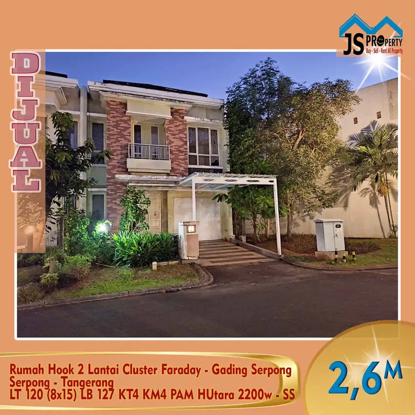 DIJUAL Rumah Hook 2Lantai Cluster Faraday Gading Serpong Tangerang -SS