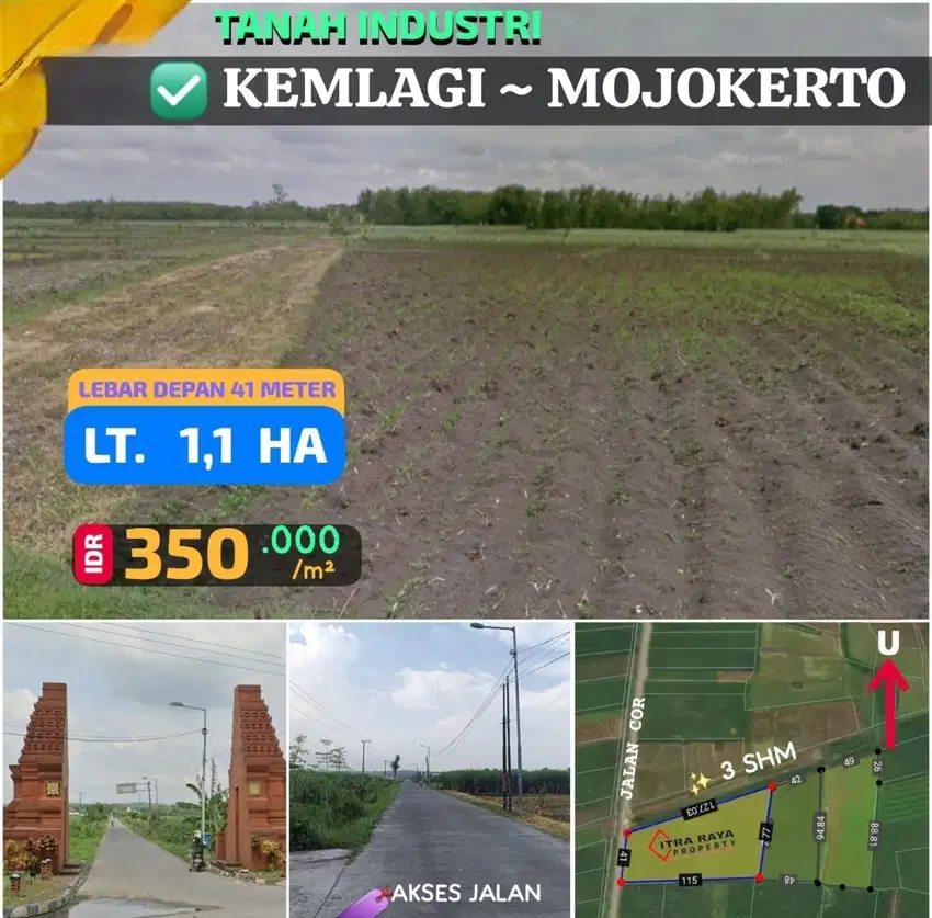 Lokasi strategis . tanah industri di Kemlagi Mojokerto