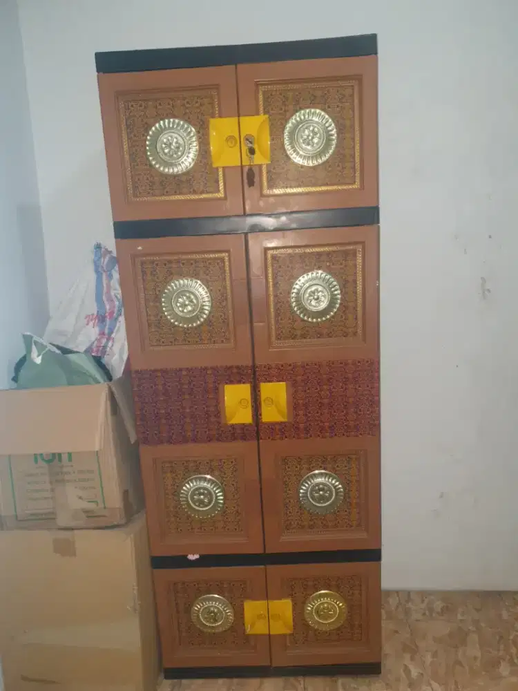 Lemari Pakaian 5-6 tingkat 2 sisi Plastik Rak Baju Susun Ambalan