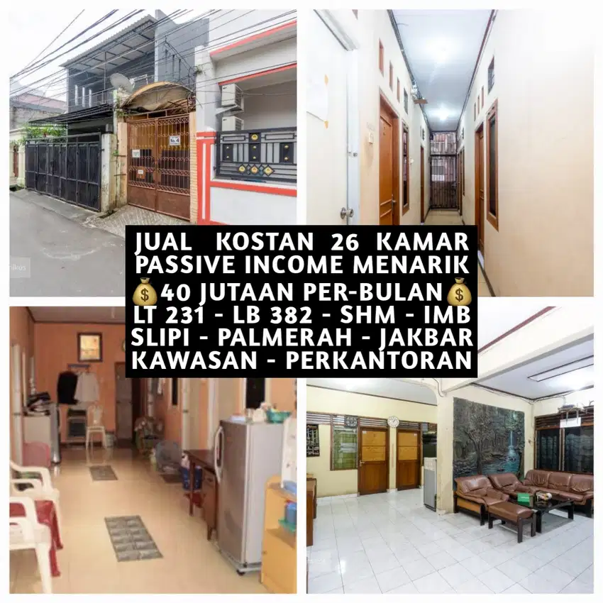 JUAL KOS KOST KOSAN KOSTAN 26 KAMAR DI SLIPI PALMERAH ROI 8 PERSEN UP