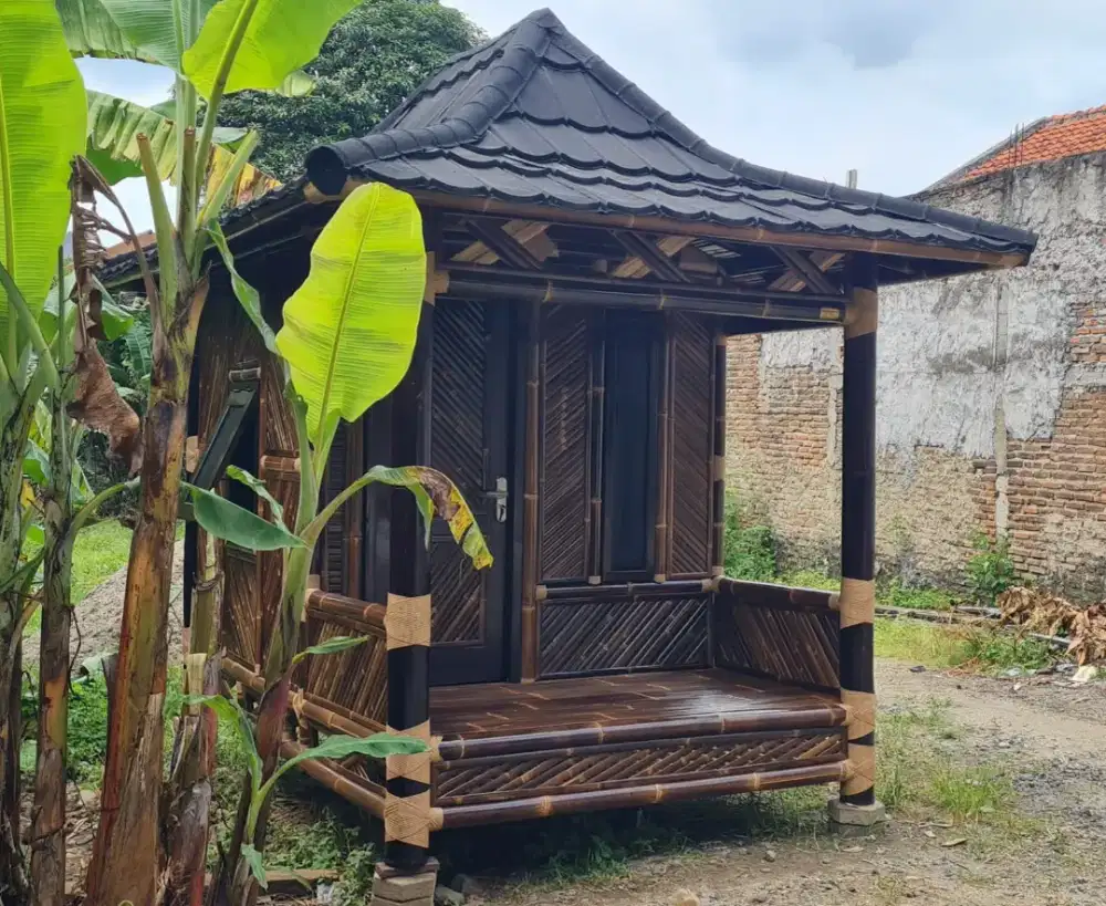 Saung gazebo villa bambu asri alami gubuk cottage pondok segala ukurn