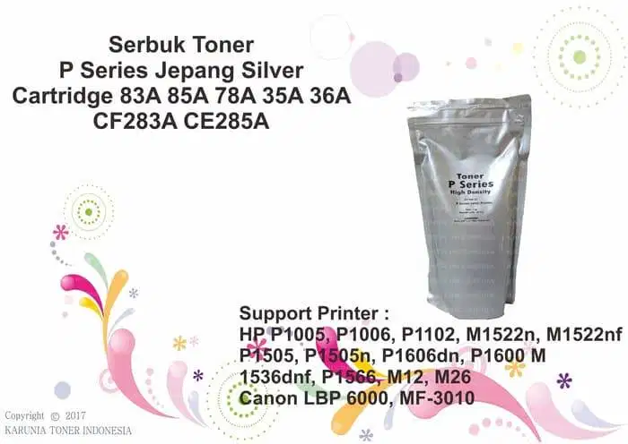 Serbuk Toner P Series Jepang Silver Cartridge 83A 85A 78A 35A 36A