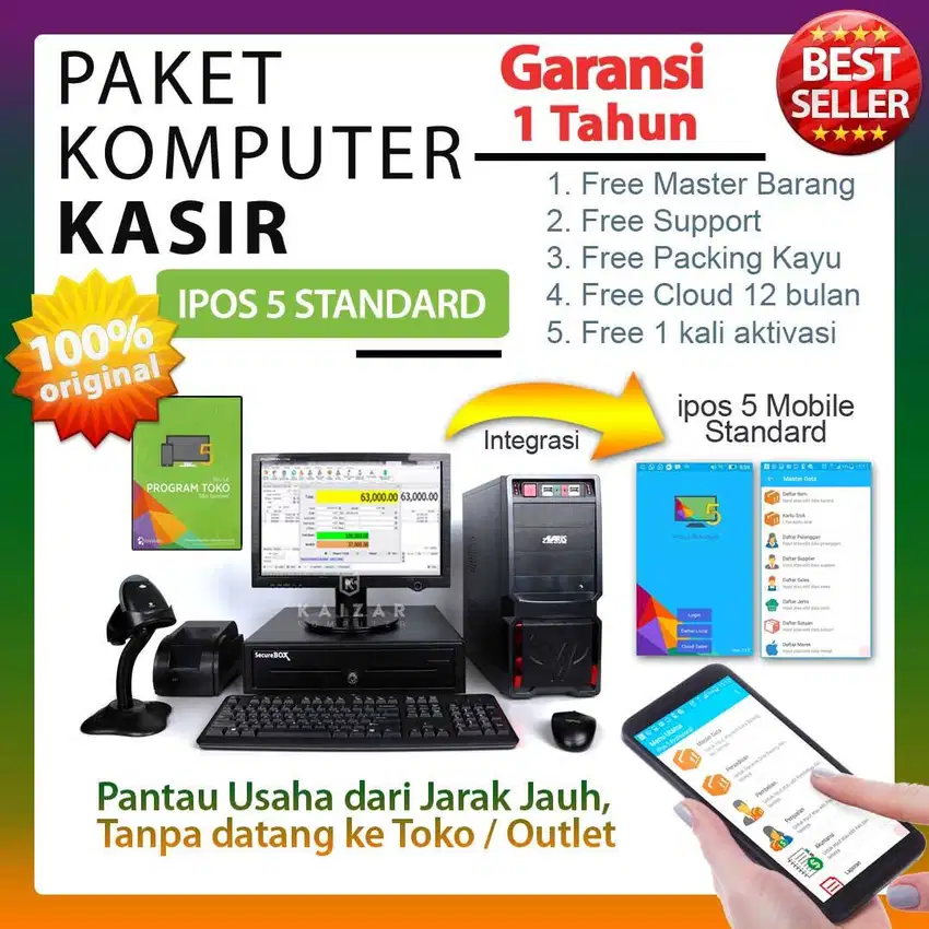 Komputer Kasir fullshet minimarket sembako retail bisa pantau via HP