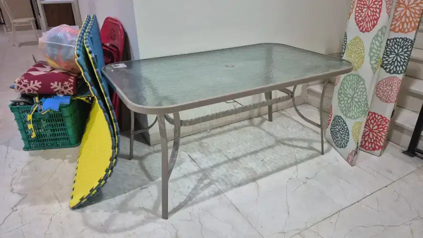 Meja kaca, meja taman meja makan, tahan outdoor ACE meja makan