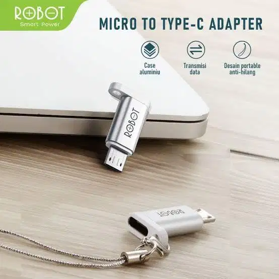 ADAPTER ROBOT RT-OTG01 TYPE-C TO MICRO USB SMALL & PORTABLE