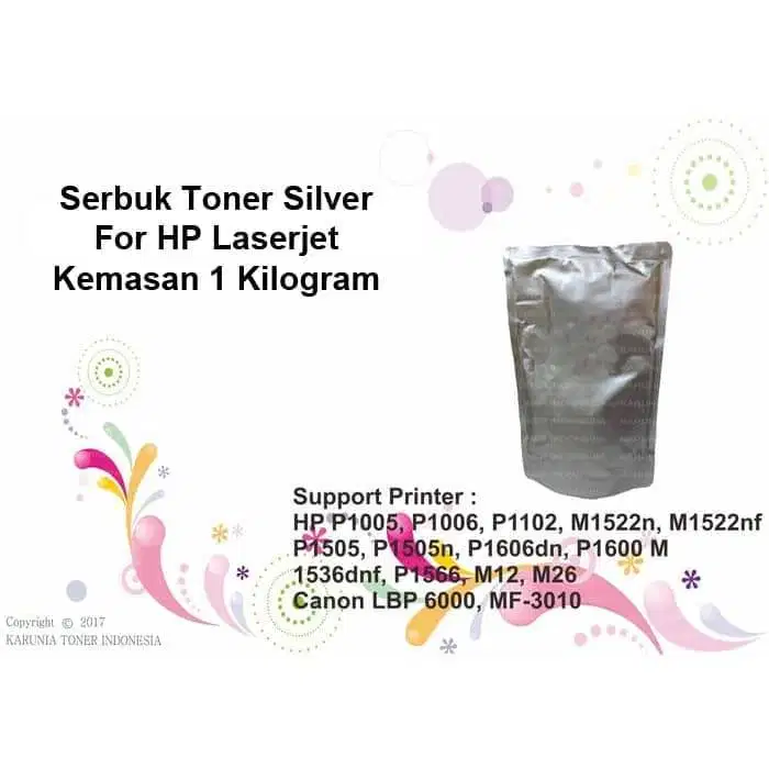 Serbuk Bubuk Toner Refill Perak Silver For Cartridge HP Laserjet 1 KG