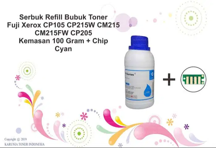Serbuk Toner Fuji Xerox CP215 CM215 CM215FW CP205 + Chip 100 Gram Cyan