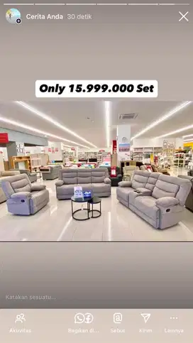 Jual sofa set recline promo murah akhir bulan