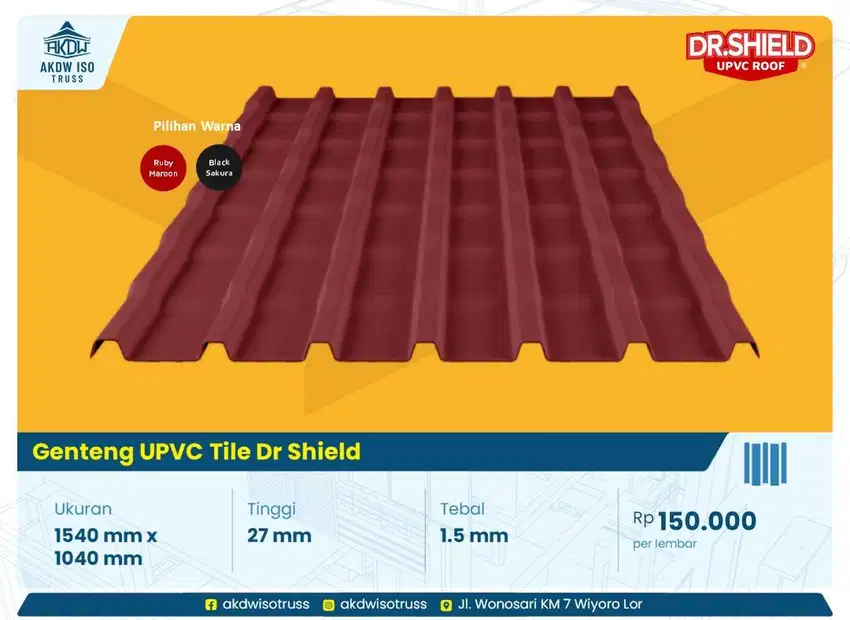 Genteng Metal Pasir Murah Tebal 0.25 mm Genteng UPVC Dr Shield