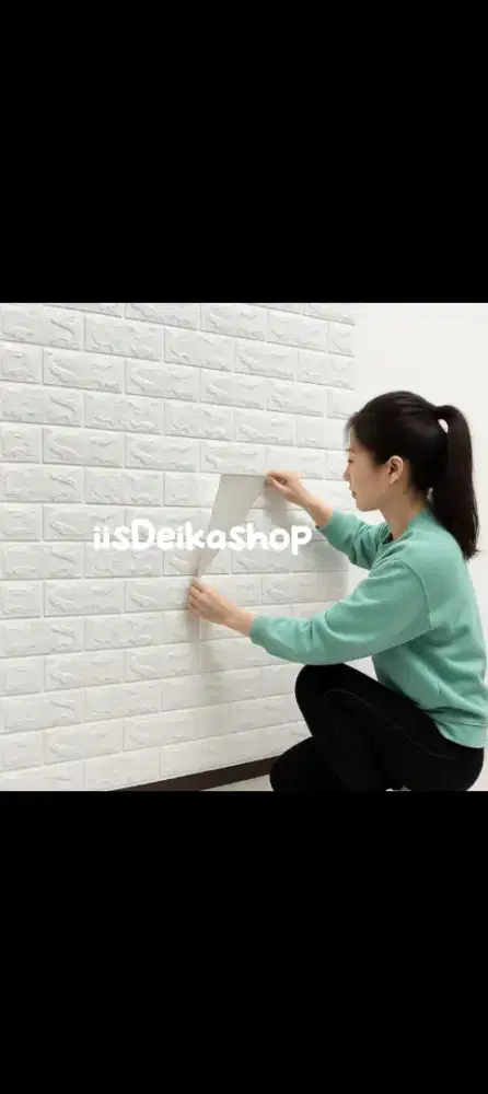 Walpaper dinding motif bata putih