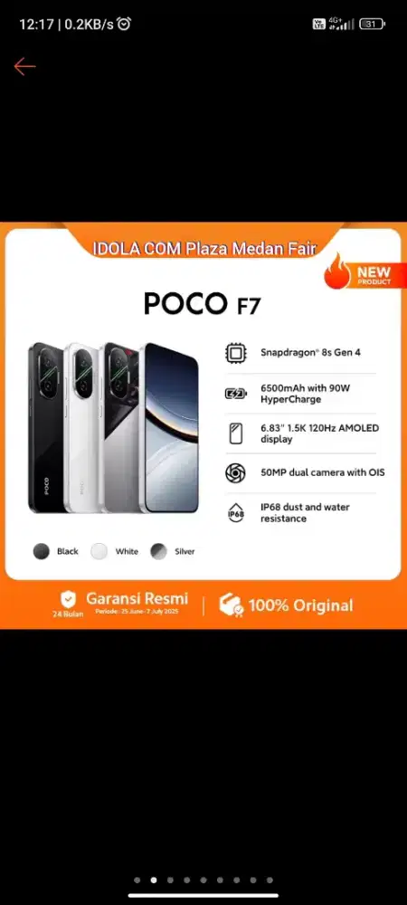 Poco F7 5G 12/512 New Garansi