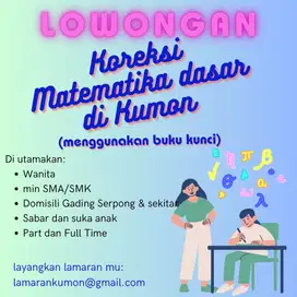 Asisten Pengajar Kumon - Full Time