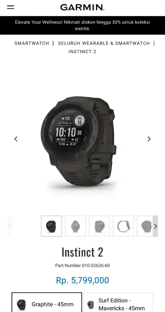 Jam Garmin Instinc 2 Graphite