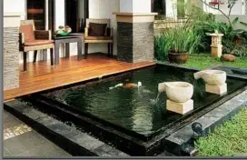 Kolam ikan koi minimalis taman