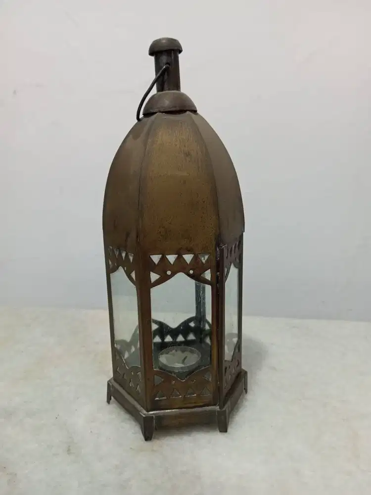 Indian Tibetan Morrocan brass lantern Candle Holder Octagonal (Lentera