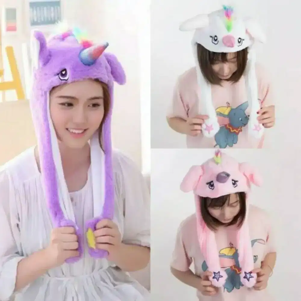 Bunny Hat Topi Dancing Gerak Kuda unicorn putih