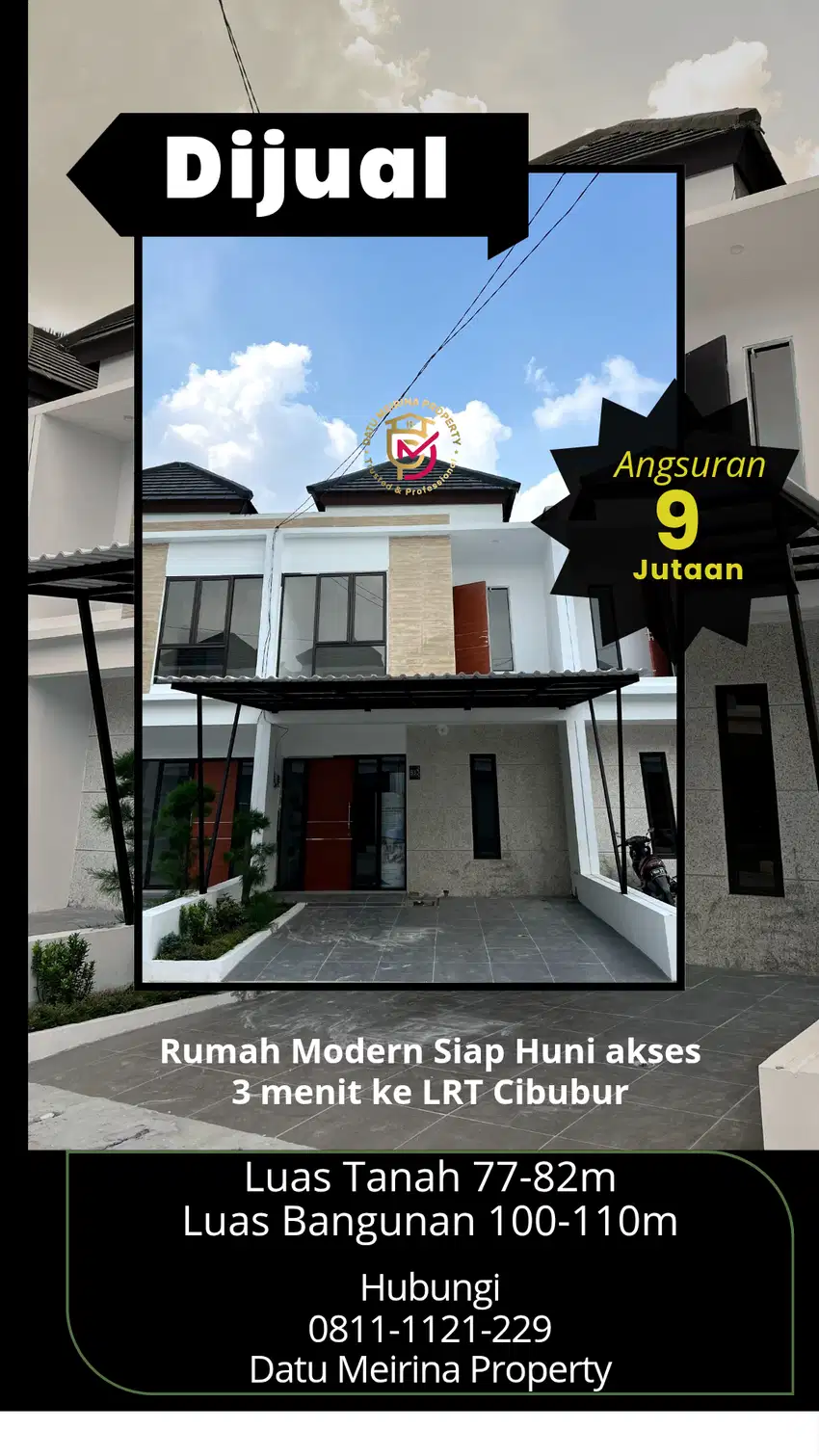 Rumah siap huni di cibubur DP 0% akses 3 menit ke LRT Cibubur