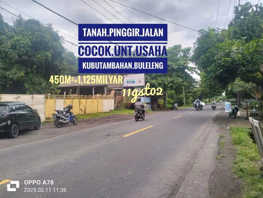 Jual Tanah Pinggir jalan bs usaha ruko Kubutambahan Buleleng Bali