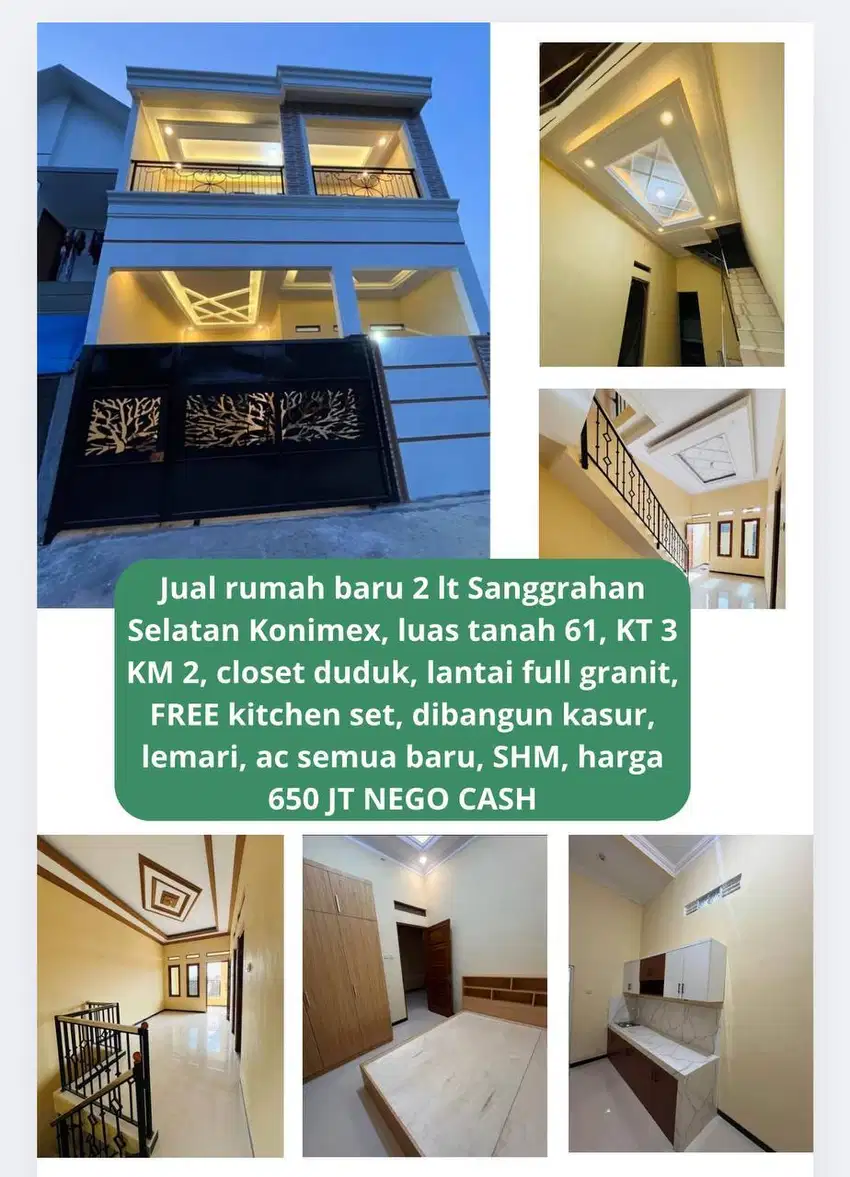 JUAL RUMAH BARU DUA LANTAI SANGGRAHAN SUKOHARJO LUAS TANAH 61