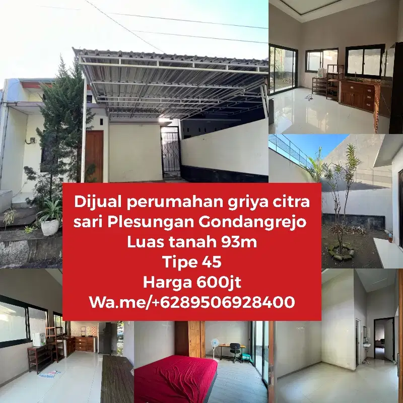 Dijual rumah di perumahan Griya citra sari Plesungan Gondangrejo