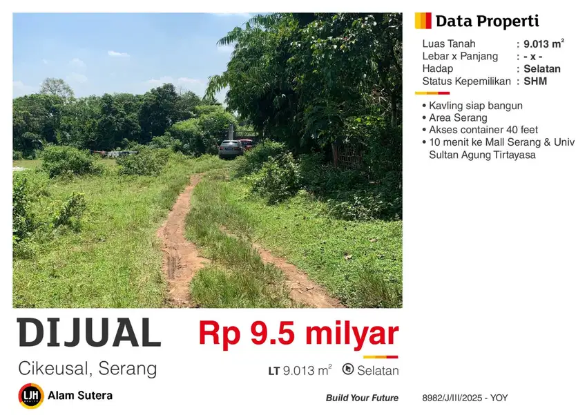 Dijual Tanah SHM Cikeusal Serang dekat Mall of Serang dan Untirta
