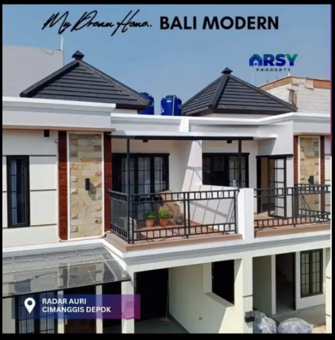 Rumah cluster Bali modern dekat tol dan LRT Cibubur