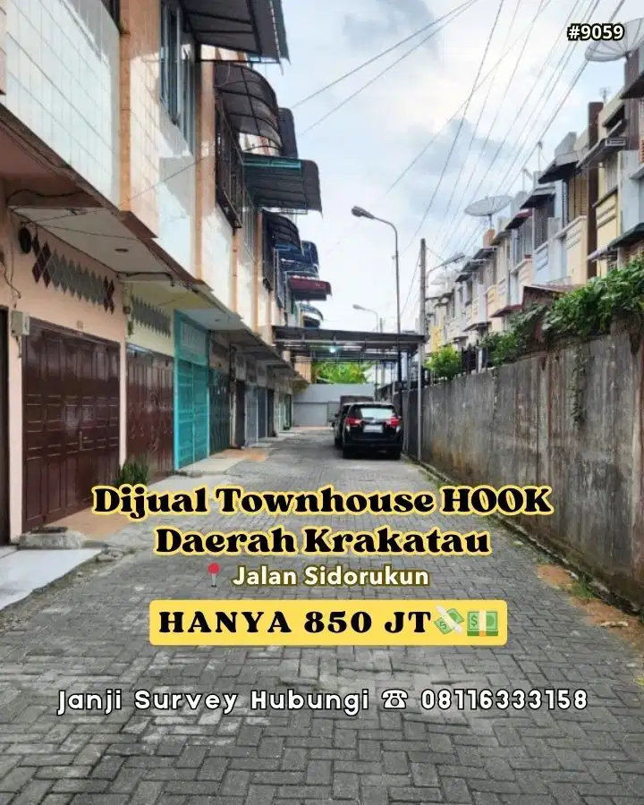 Dijual Townhouse Hook Siap Huni di Daerah Krakatau