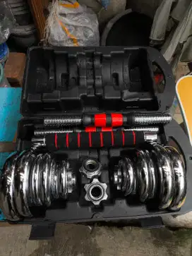 DUMBELL SET CHROME WHITE 20KG FULL BESI