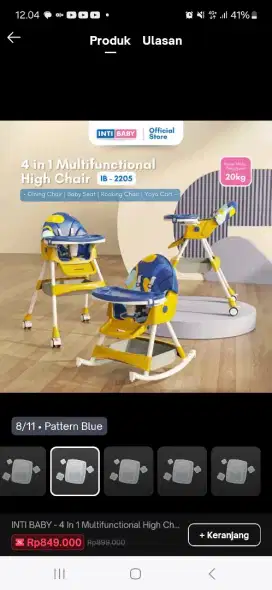 Inti baby 4 in 1 multifunction Kursi Makan Anak IB-2205