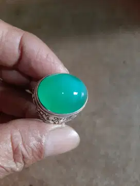 Batu hijau garut asli besar mumbul ring perak
