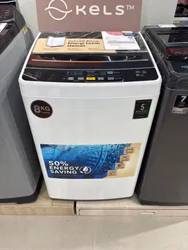 Kels  mesin cuci Top Loading 8KG inverter