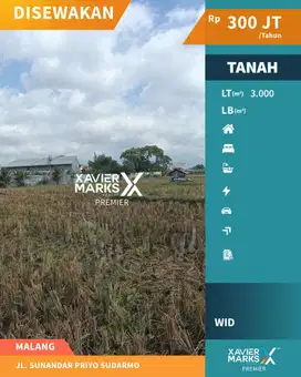 Disewakan Tanah Luas Strategis di Poros Raya S. Priyo Sudarmo, Malang
