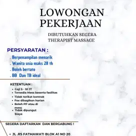 Lowongan kerja therapist wanita