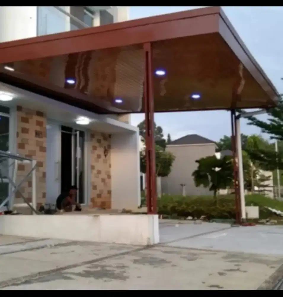 DESIGN TAMAN DAN EXTERIOR OUTDOR KANOPI MINIMALIS PLUS PLAFON PVC