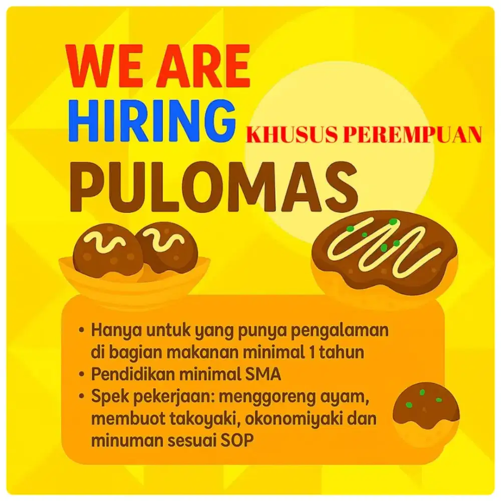 Dicari SPG Full Time Momokino HARUS Bisa Masak