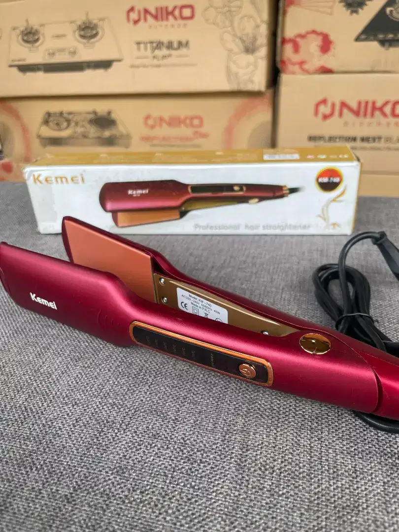 Original merk KEMEI catok rambut pelurus rambut plat lebar