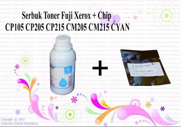 Serbuk Toner Fuji xerox + CHIP CP105 CP205 CP215 CM205 CM2 Cyan