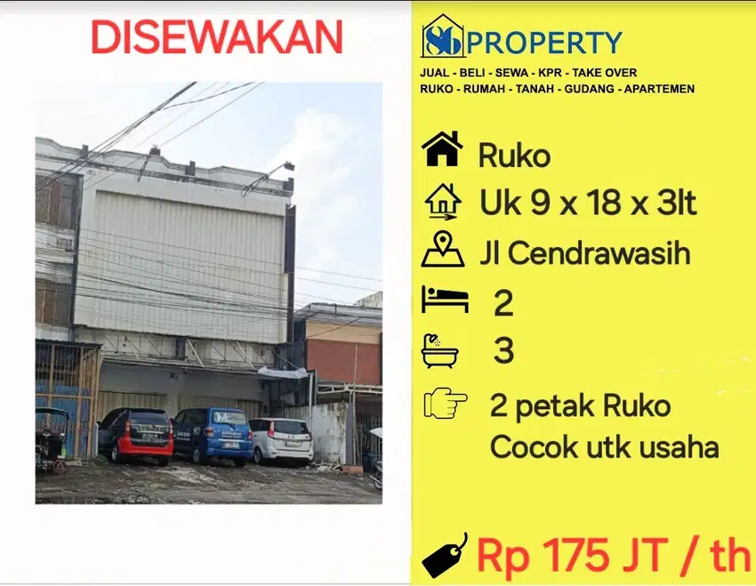 DISEWAKAN Ruko Cendrawasih 2 unit cocok untuk usaha dan kantoran
