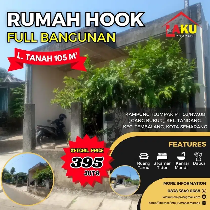 Rumah Hook di Kecamatan Tembalang Full Bangunan Lokasi Strategis