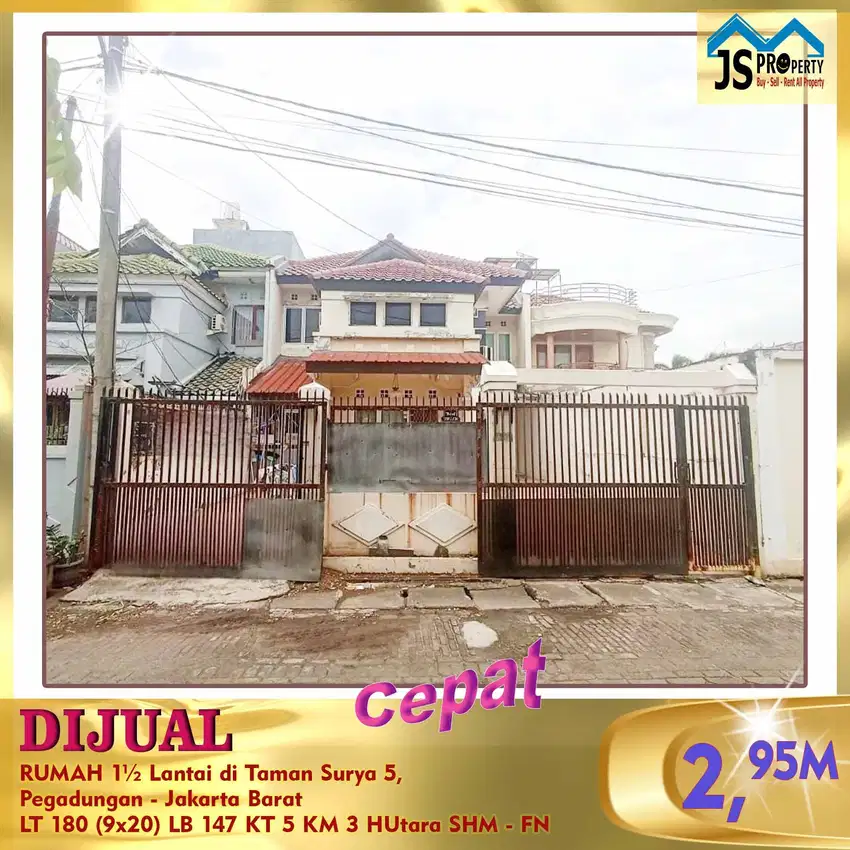 DIJUAL RUMAH 1½ Lantai di Taman Surya 5, Pegadungan Jakarta Barat - FN