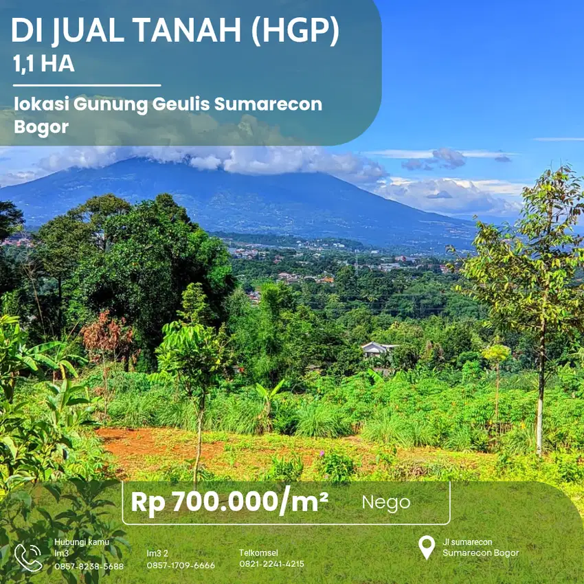 Dijual Tanah 1,1 Ha HGP – 15 Menit ke Summarecon, Harga 700rb/m² Nego!