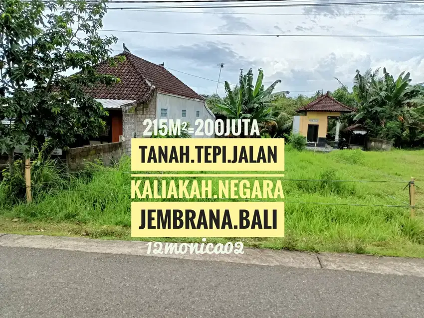Jual tanah tepi jalan cocok usaha rumah toko Kaliakah Negara Jembrana